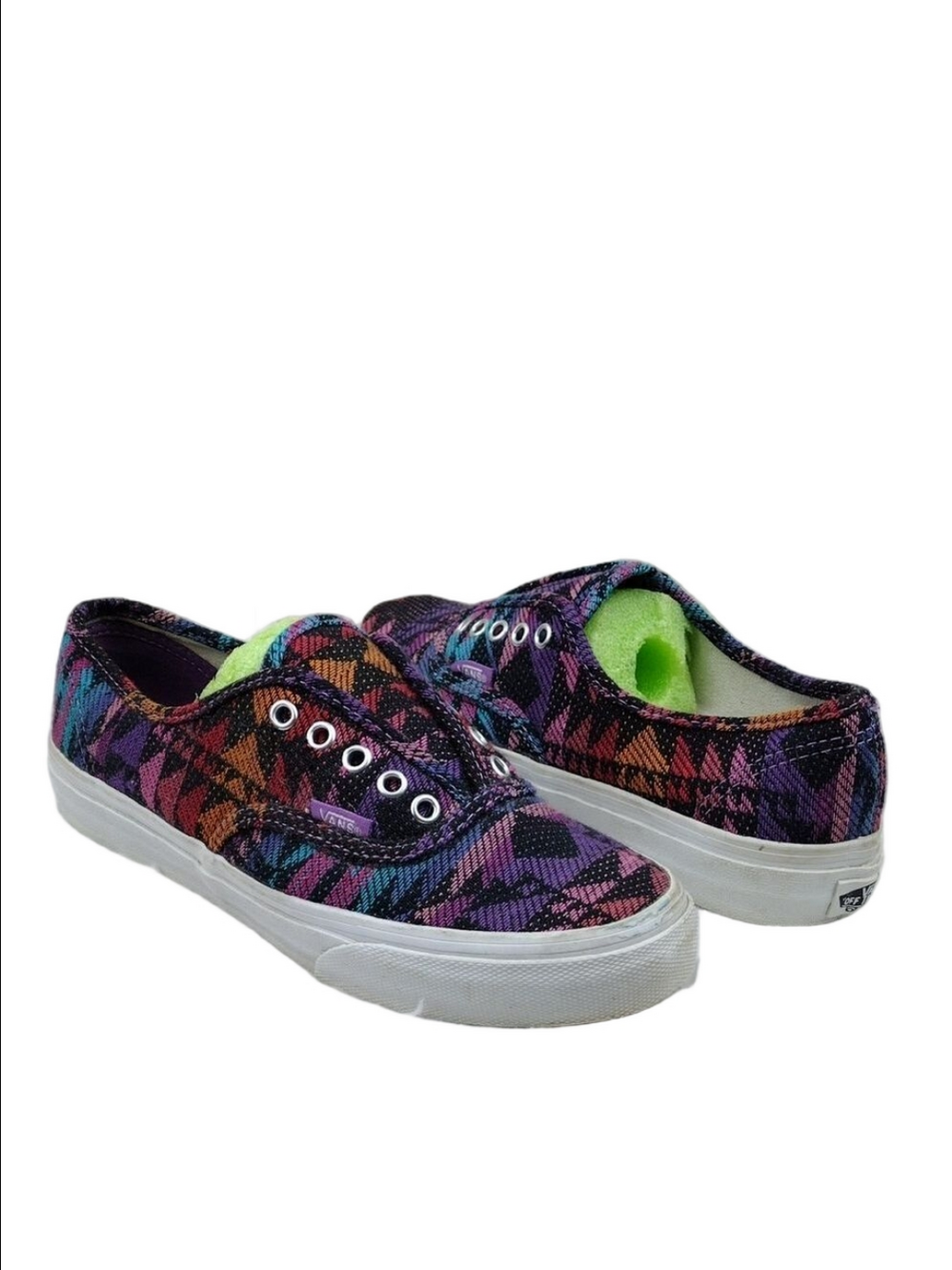 Vans Off The Wall Purple Geometric Fabric Upper Lace Less Low Top Sneaker Shoe